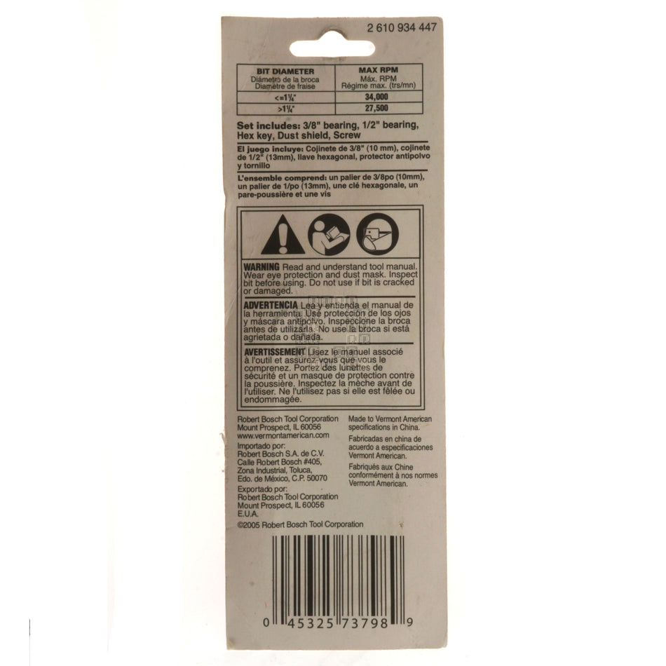 Vermont American 23165 Router Bit Replacement Ball Bearing Set