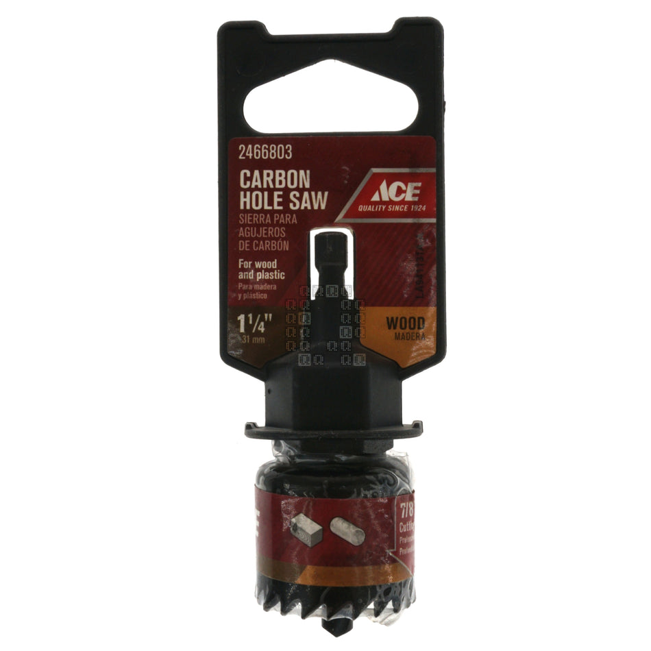 ACE Hardware 2466803 1-1/4" (31mm) Carbon Hole Saw, 1/4" Hex Shank, 7/8" Cutting Depth