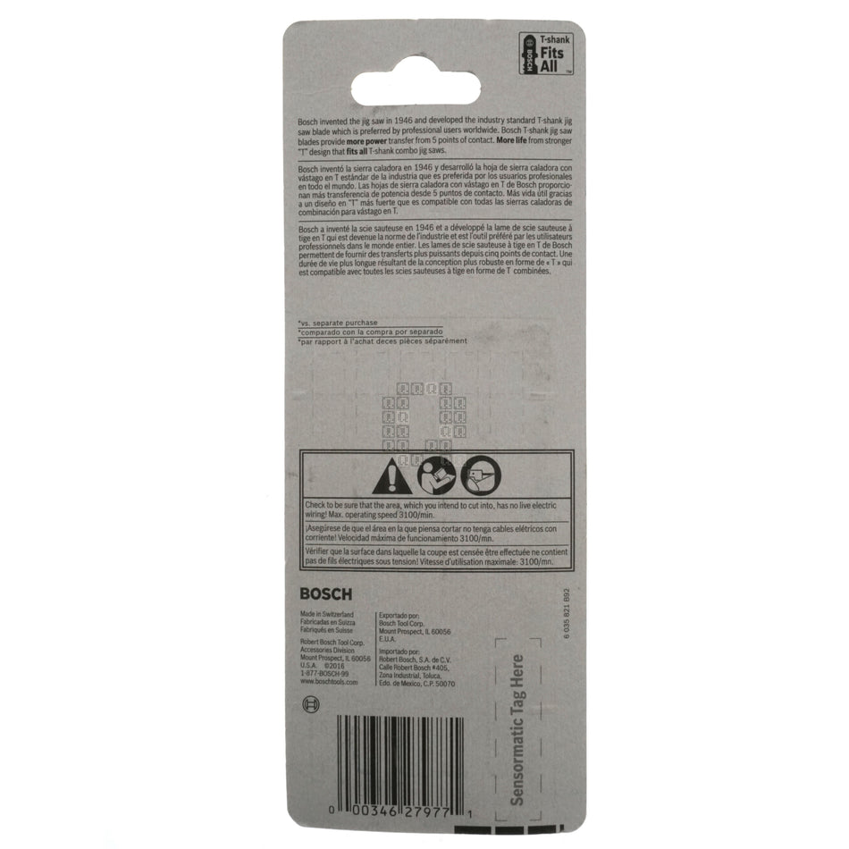 BOSCH 2608667816 T500 Bi-Metal 5-Piece T-Shank Jig Saw Blade Set