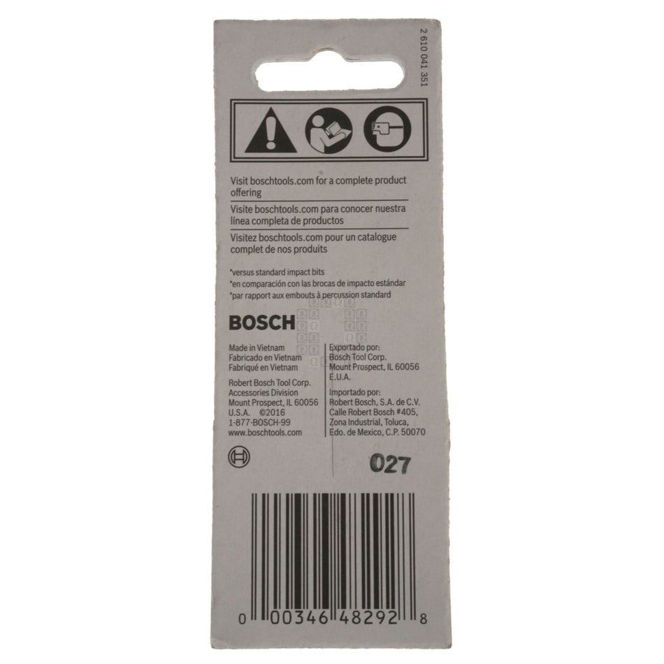 Bosch ITSQ3102 Impact Tough SQ3 #3 Square Insert Bits, 1" Length, 2-Pack, 2610039557