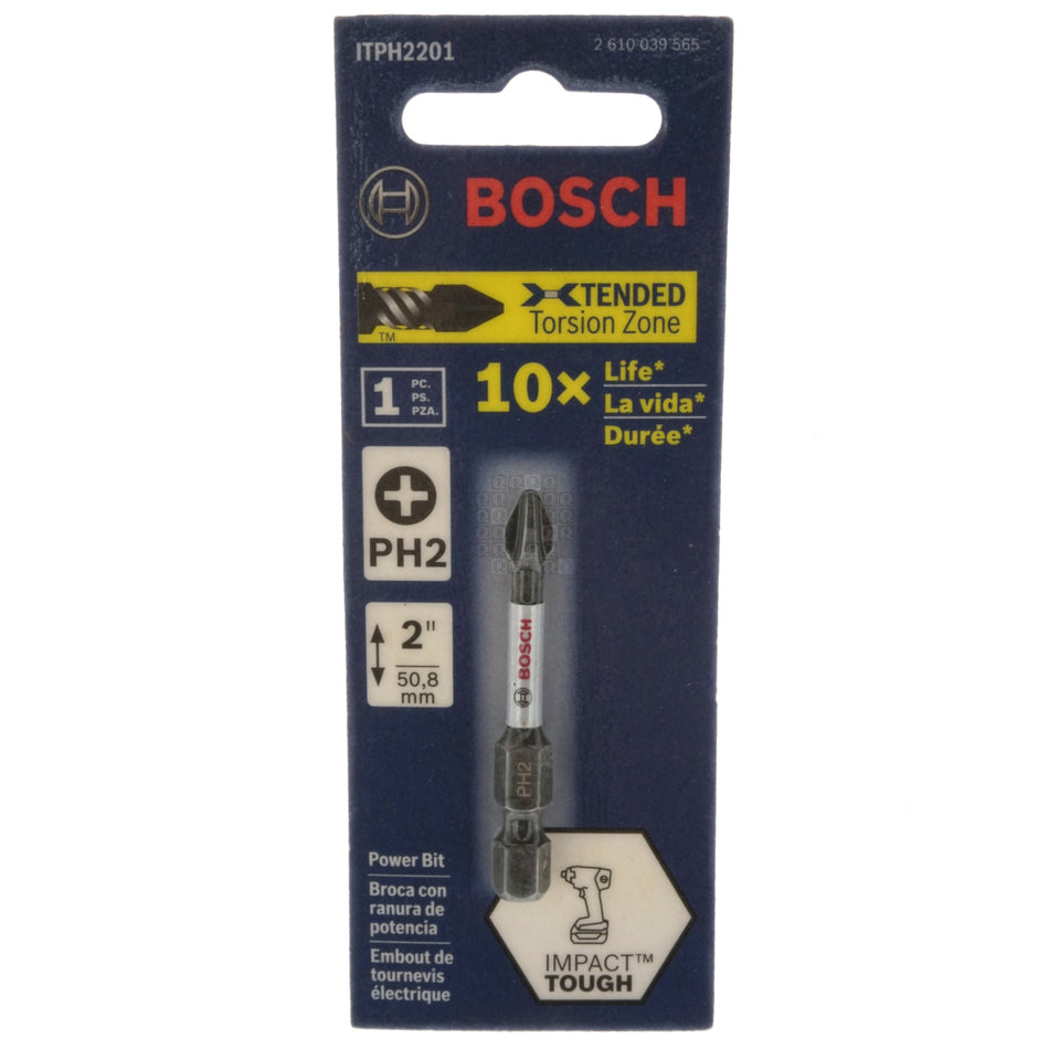 Bosch ITPH2201 Impact Tough PH2 #2 Phillips Insert Bit, 2" Length, 2610039565