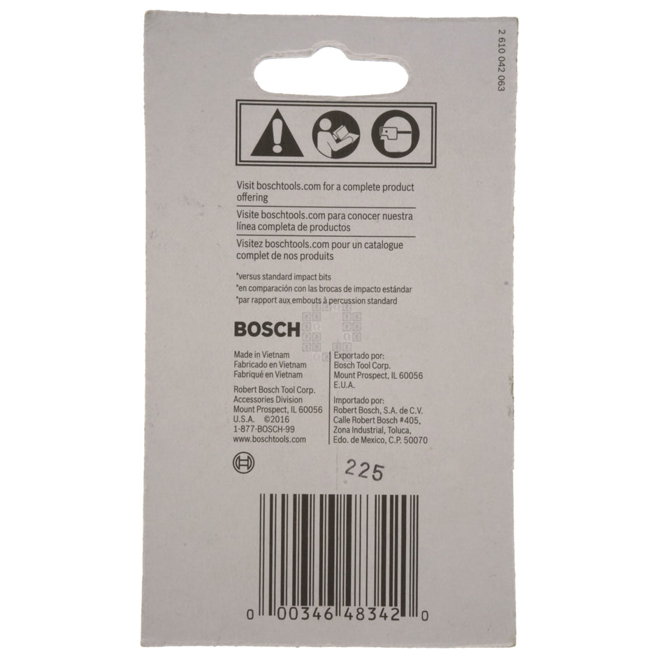 Bosch ITSQ2205 2610039571 Impact Tough SQ2 #2 Square Recess Power Bit, 2" Length, 5-Pack