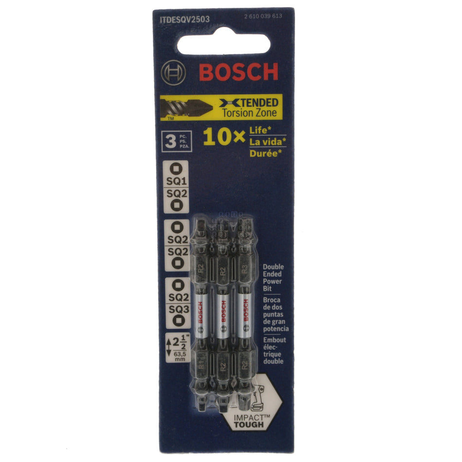 Bosch 2610039613 Impact Tough Double Ended Power Bit, 2.5" Length, ITDESQV2503