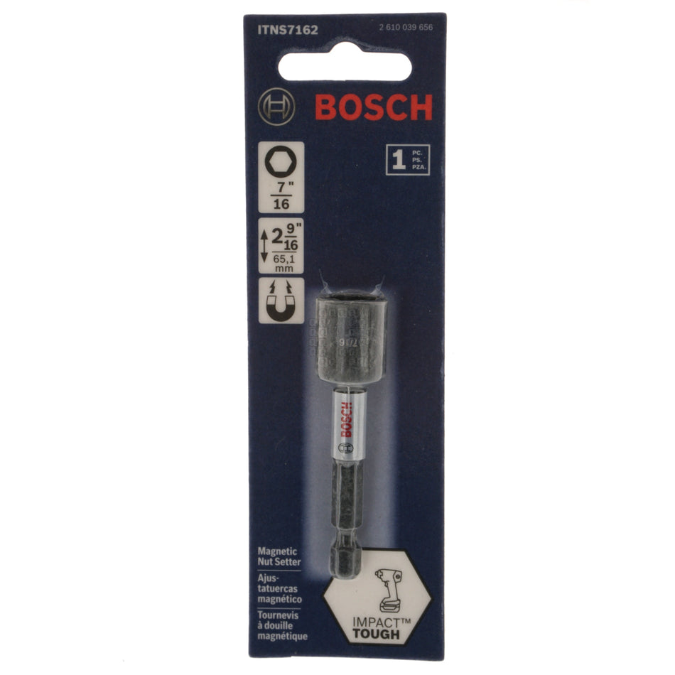 Bosch 2610039656 Impact Tough 7/16" Hex Magnetic Nut Setter, 2-9/16" Length, ITNS7162