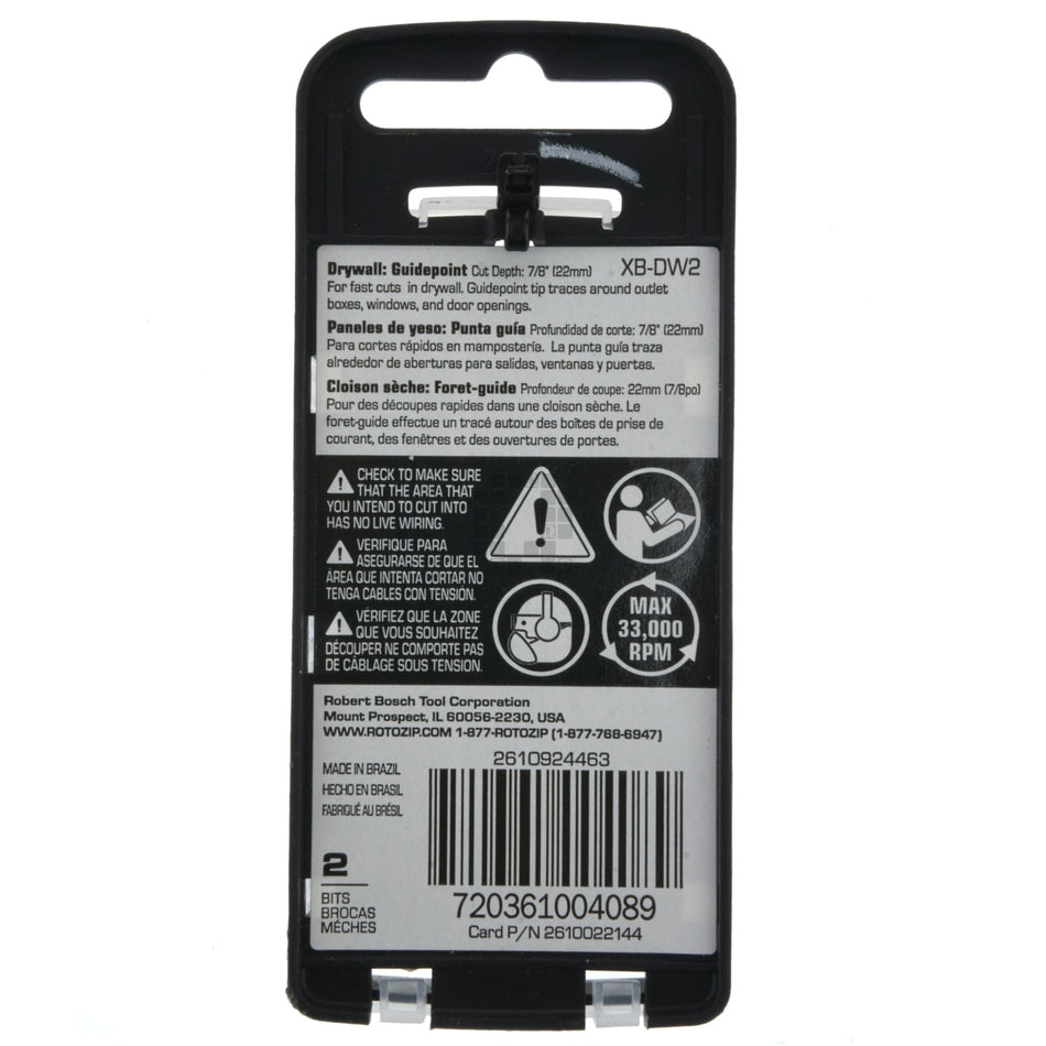 RotoZip 2610924463 XB-DW2 5/32" / 4mm Drywall Bit, 2 Piece Set