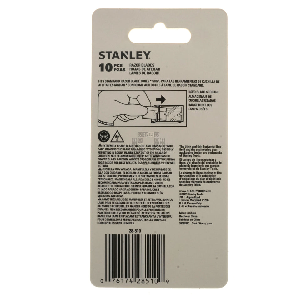 Stanley Tools 28-510 Razor Blades, 10 Blades
