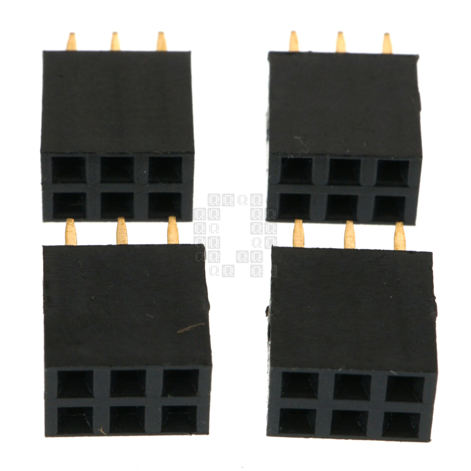 2x3 Pin Double Row Female Header, 2.54mm Pitch, 4-Pack, ISCP