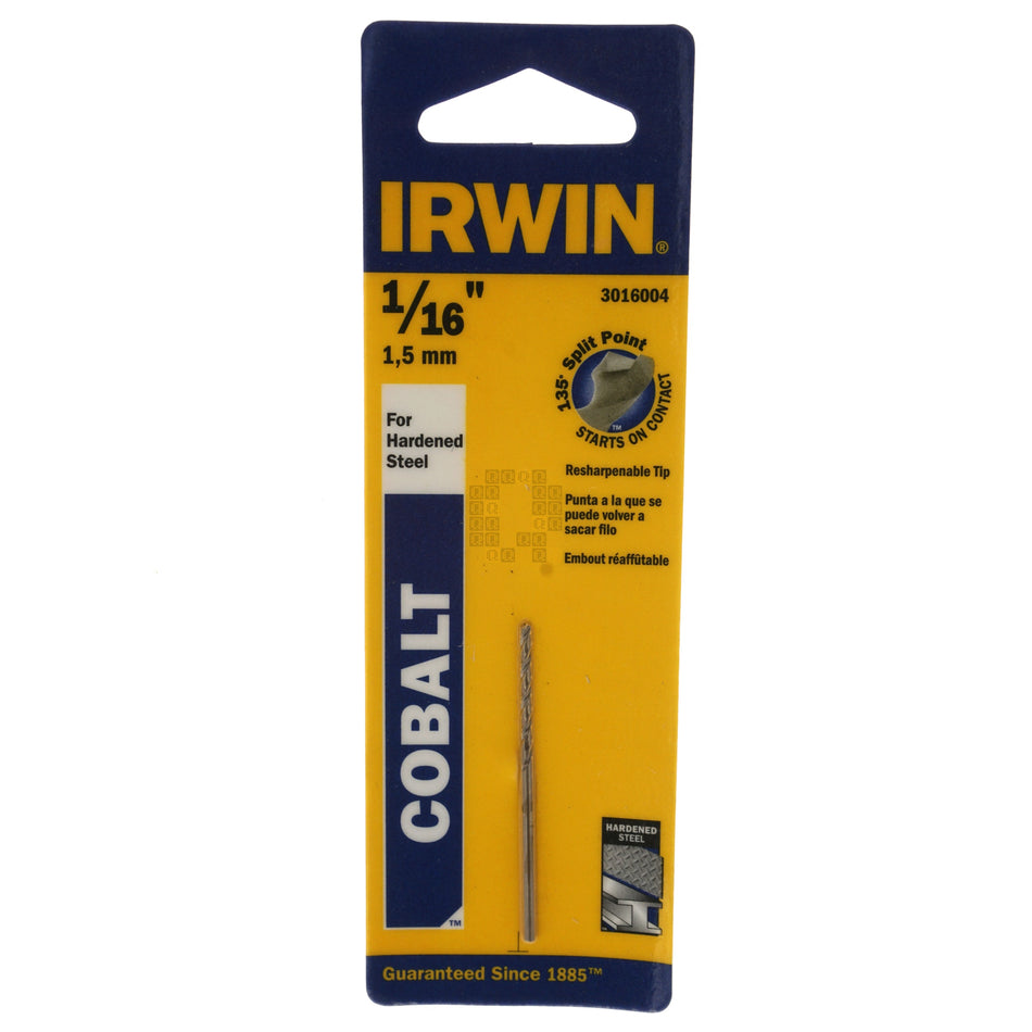 Irwin 3016004 Jobber Length 1/16" Cobalt Drill Bit, 135ÃÂ° Standard Tip