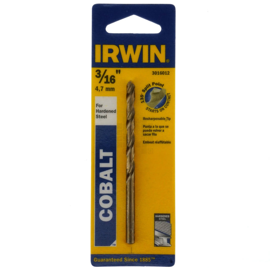 Irwin Industrial Tools 3016012 3/16" Cobalt 135ÃÂ° Split Point Drill Bit