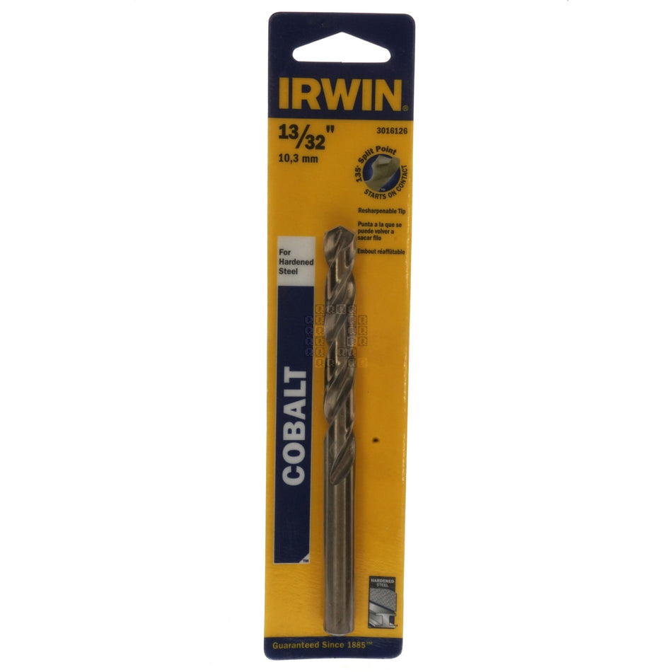 Irwin 3016126 13/32" Cobalt 135° Split Point Jobber Length Drill Bit