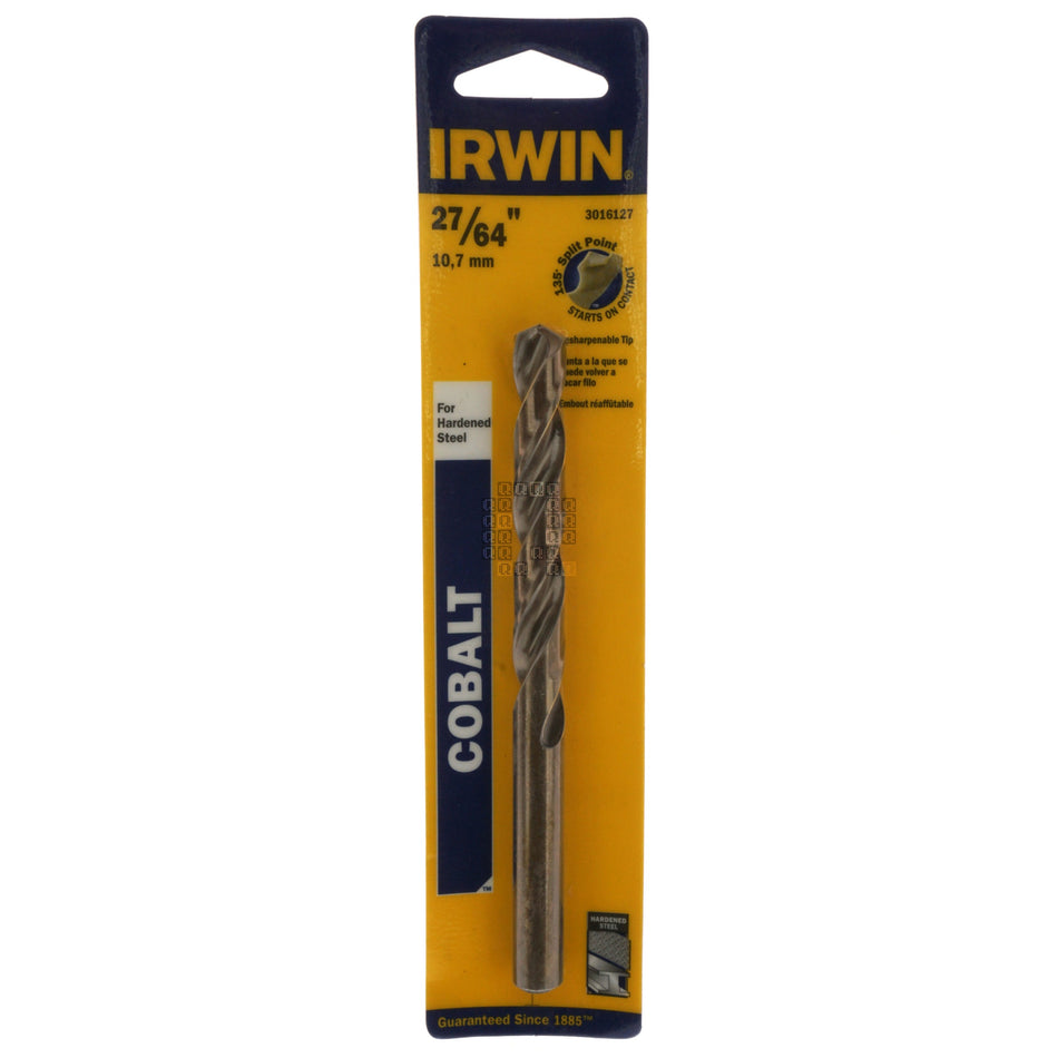 Irwin 3016127 27/64" / 10.7mm Cobalt 135° Split Point Jobber Length Drill Bit