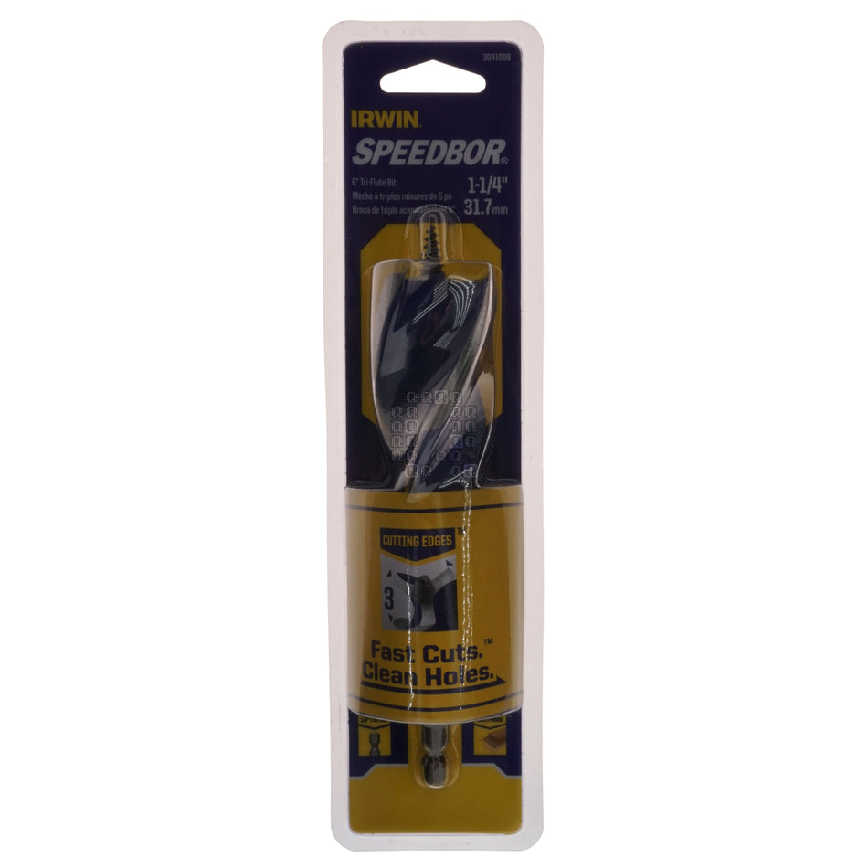 Irwin 3041009 Speedbor Self-feeding Auger Boring Bit, 1-1/4" Diameter, 6" Length