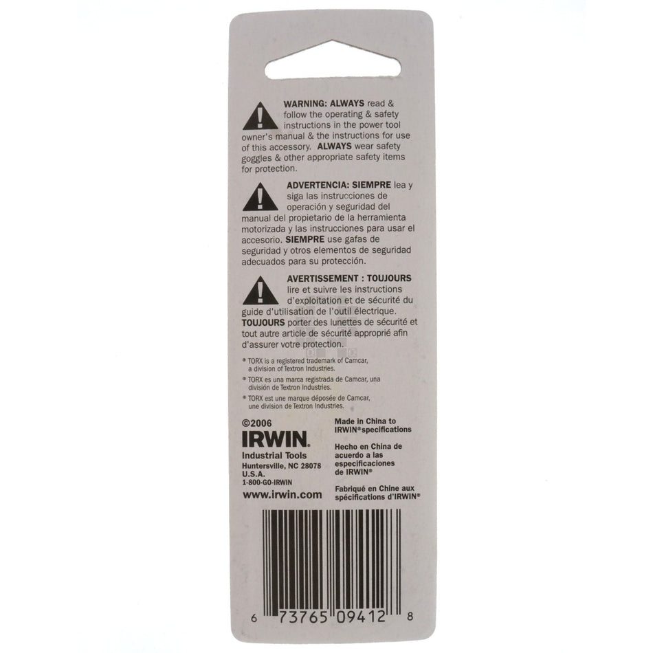 Irwin 3053022 T9 TORX Tamper-Proof Security Insert Bit