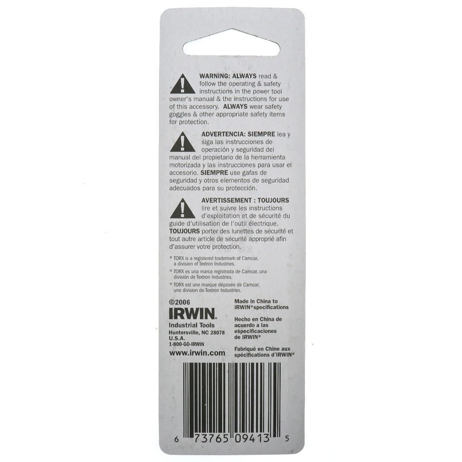 Irwin 3053023 T10 TORX Tamper-Proof Insert Bit, 1" Length