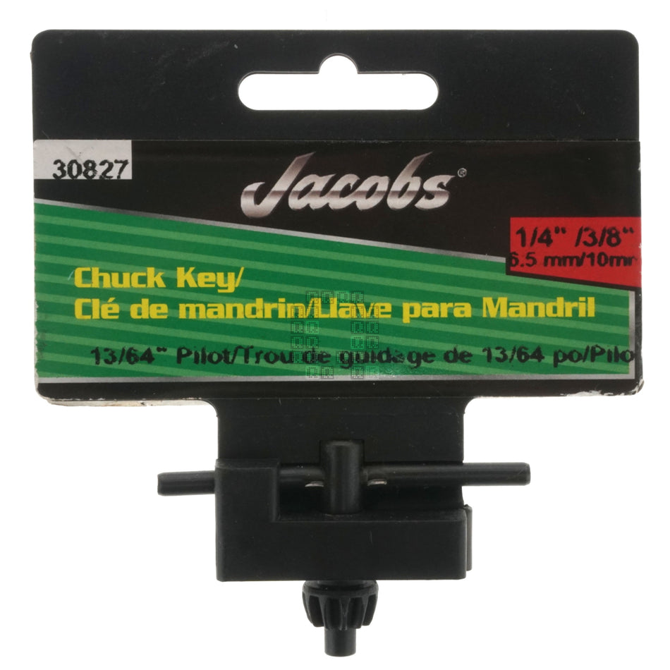Jacobs 30827 1/4" & 3/8" (6.5mm & 10mm) Jacobs Chuck Key, 13/64" Pilot