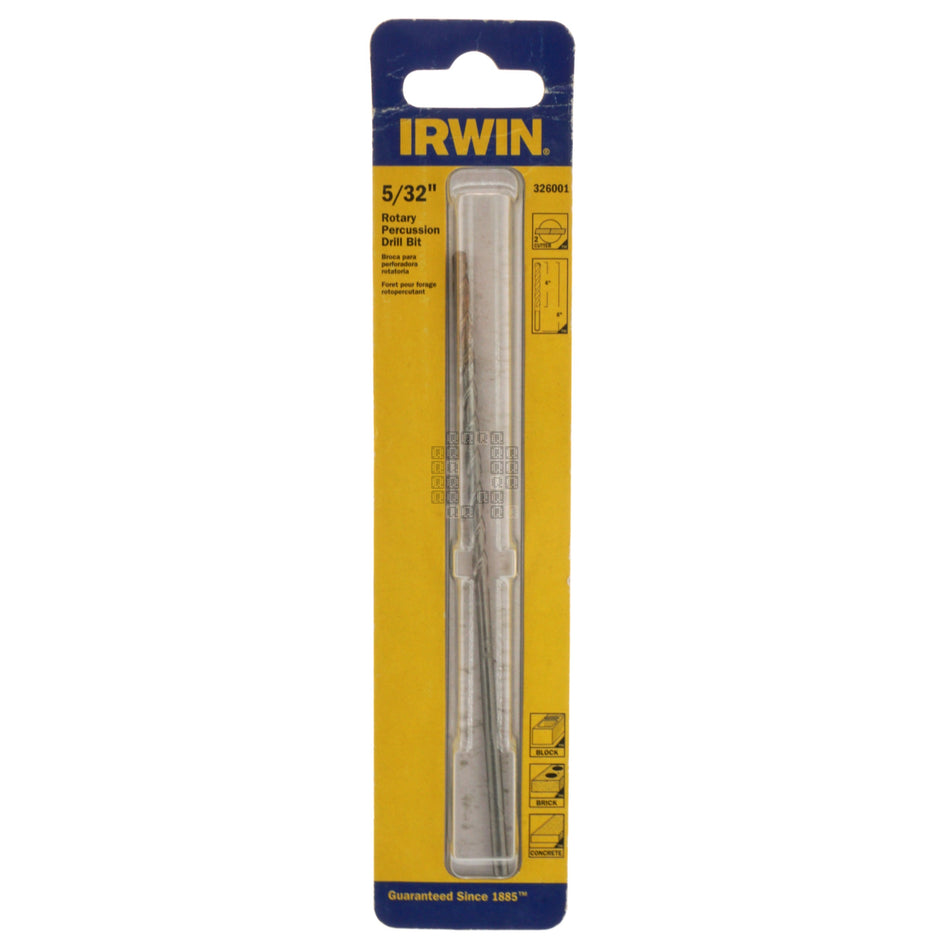 Irwin 326001 Carbide Tipped Rotary Percussion Drill Bit, 5/32" Diameter, 6" Length