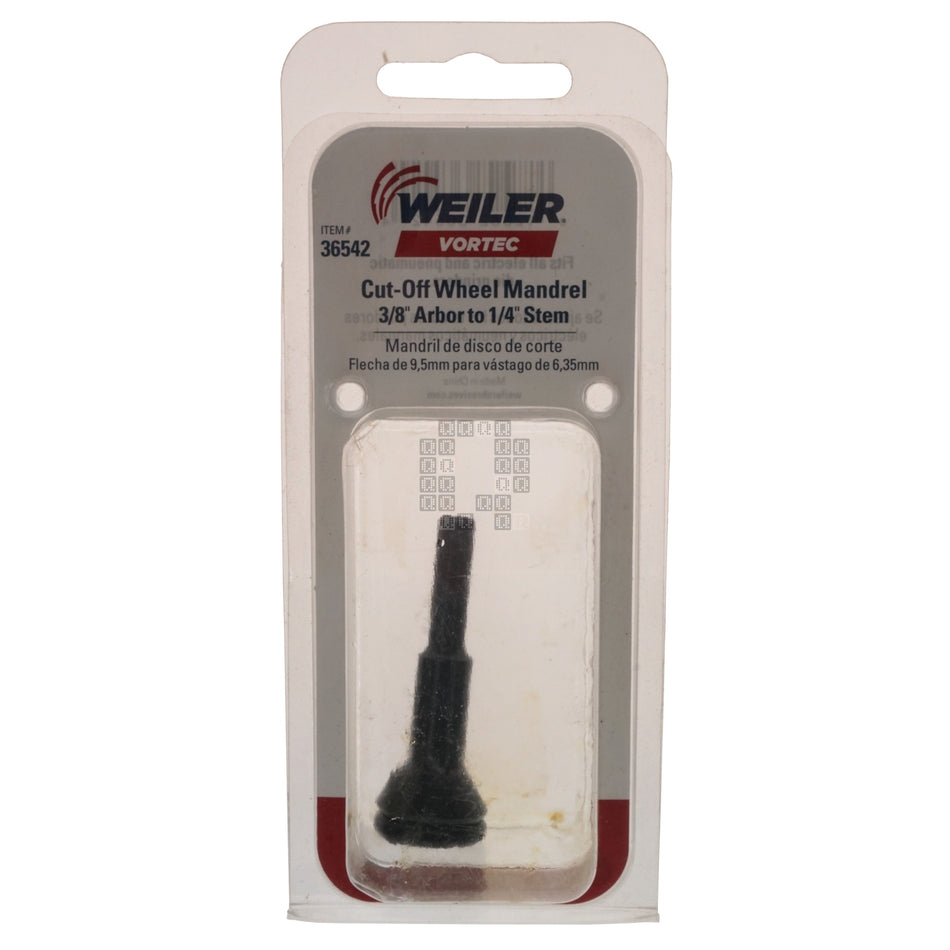 Weiler VORTEC 36542 Cut-Off Wheel Mandrel, 3/8" Arbor to 1/4" Stem