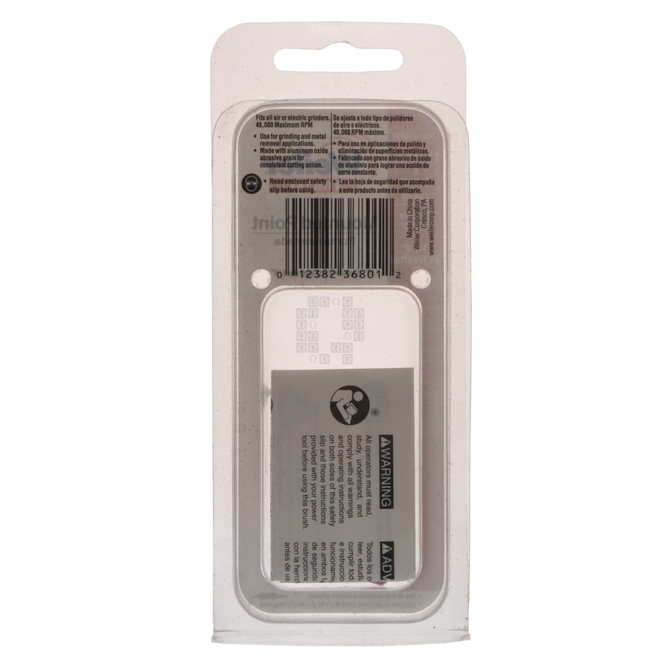 Weiler 36801 11/16" x 1-1/4" Rounded Mounted Point Abrasive Wheel, 1/4" Straight Stem