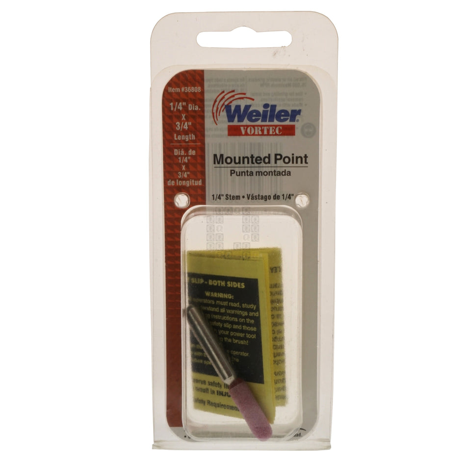 Weiler 36808 Vortec 1/4" x 3/4" Cylindrical Mounted Point Abrasive Wheel