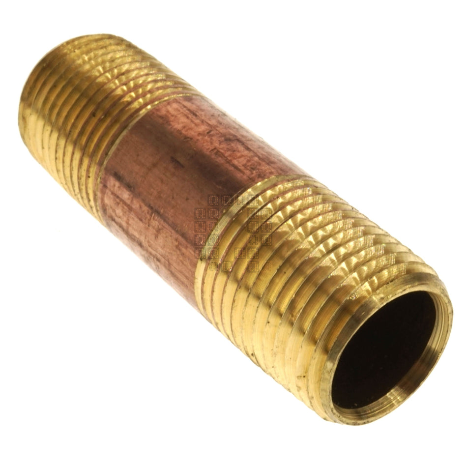 Anderson Metals 38300-0825 1/2" x 2-1/2" Red Brass Pipe Nipple