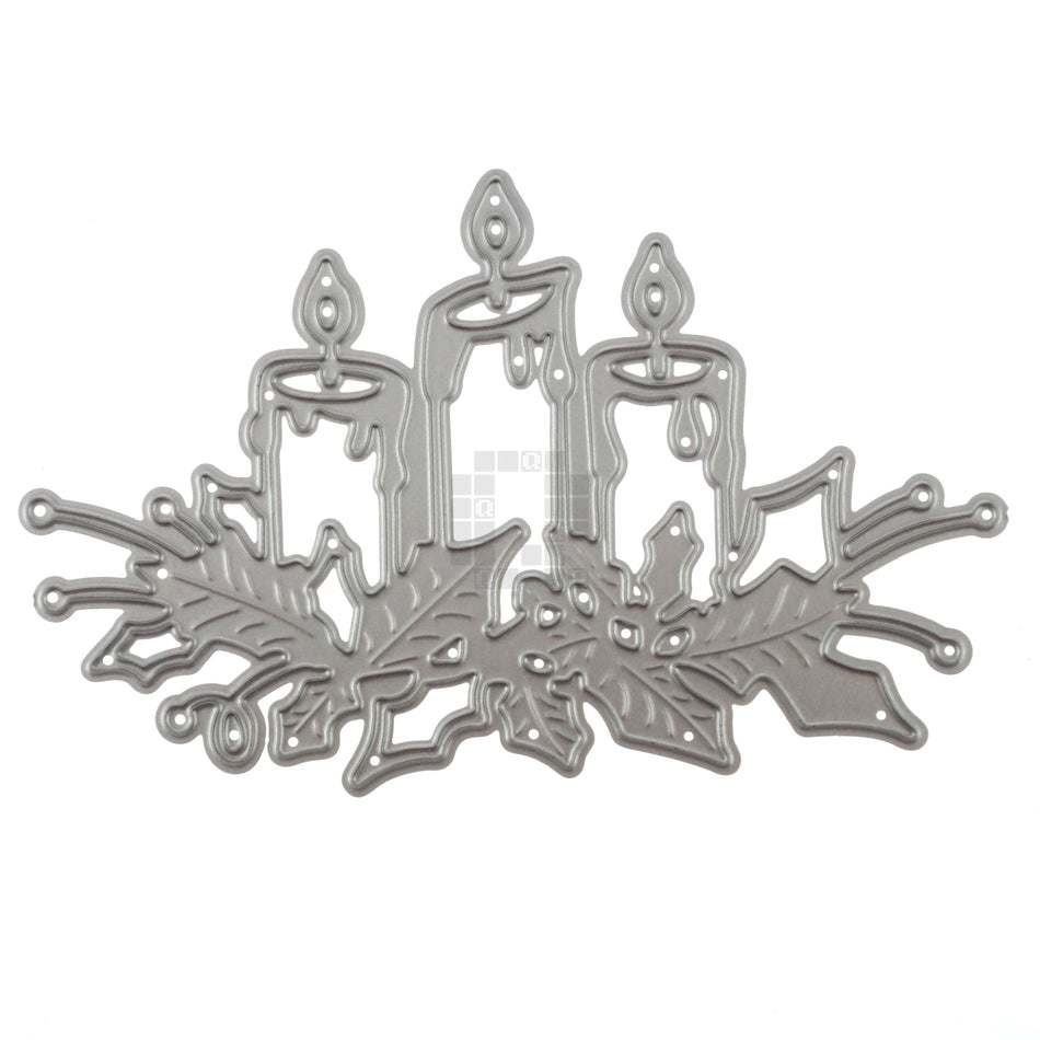 3 Pillar Candles with Holly Metal Cutting Die