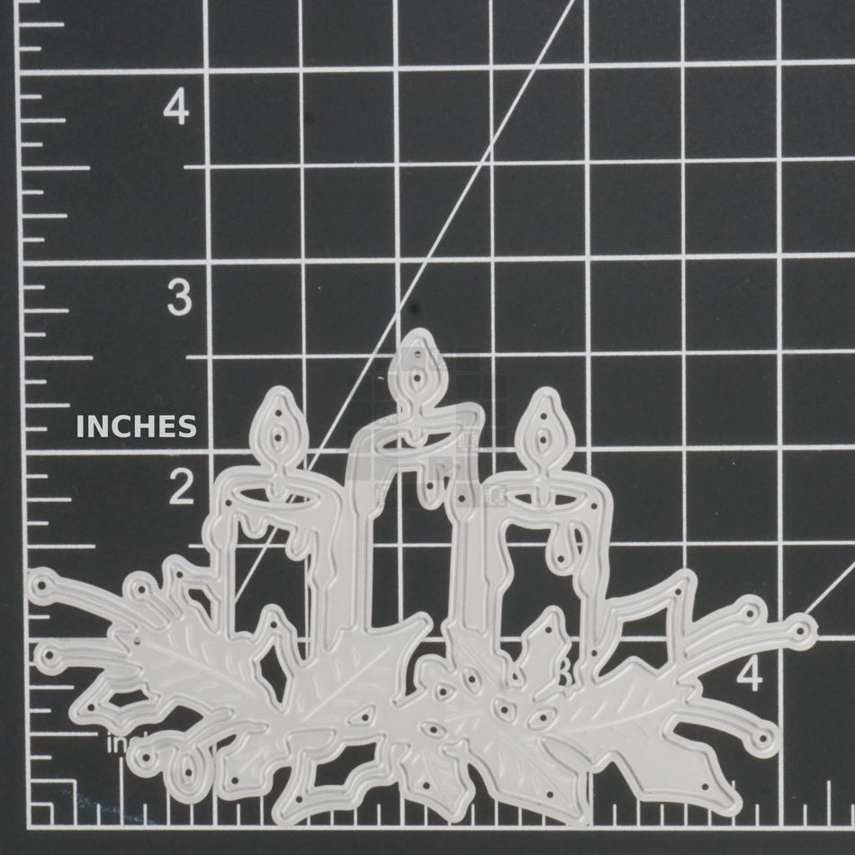 3 Pillar Candles with Holly Metal Cutting Die