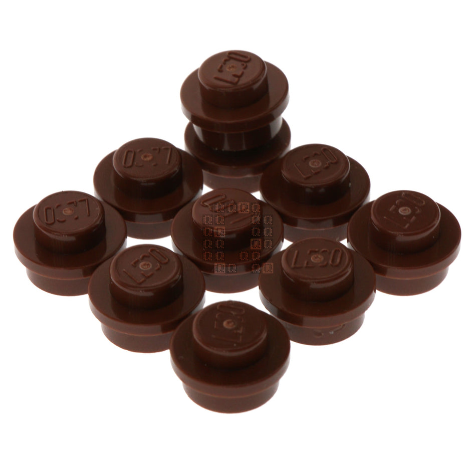 LEGO 4216581 1x1 Round Plate, Reddish Brown, 10-Pack