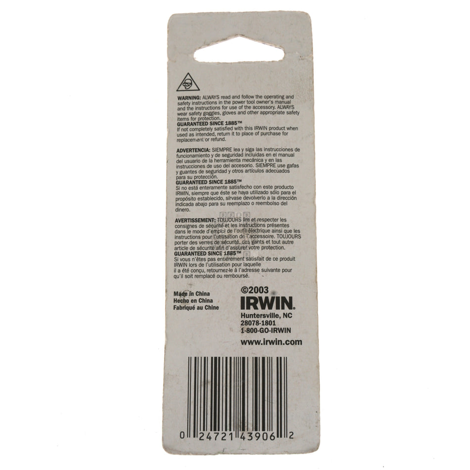 Irwin Tools 43906 3/8" Plug Cutter, 1/4" Straight Shank