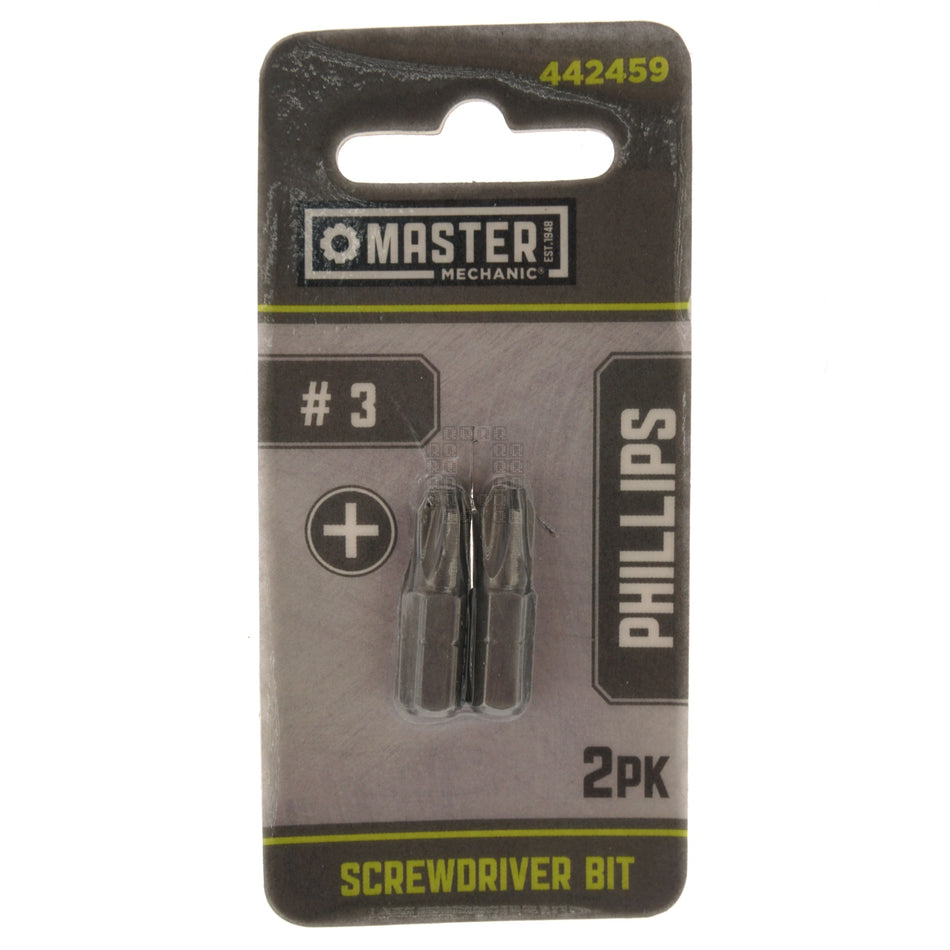 Master Mechanic 442459 #3 Phillips Screwdriver Bit, 2-Pack