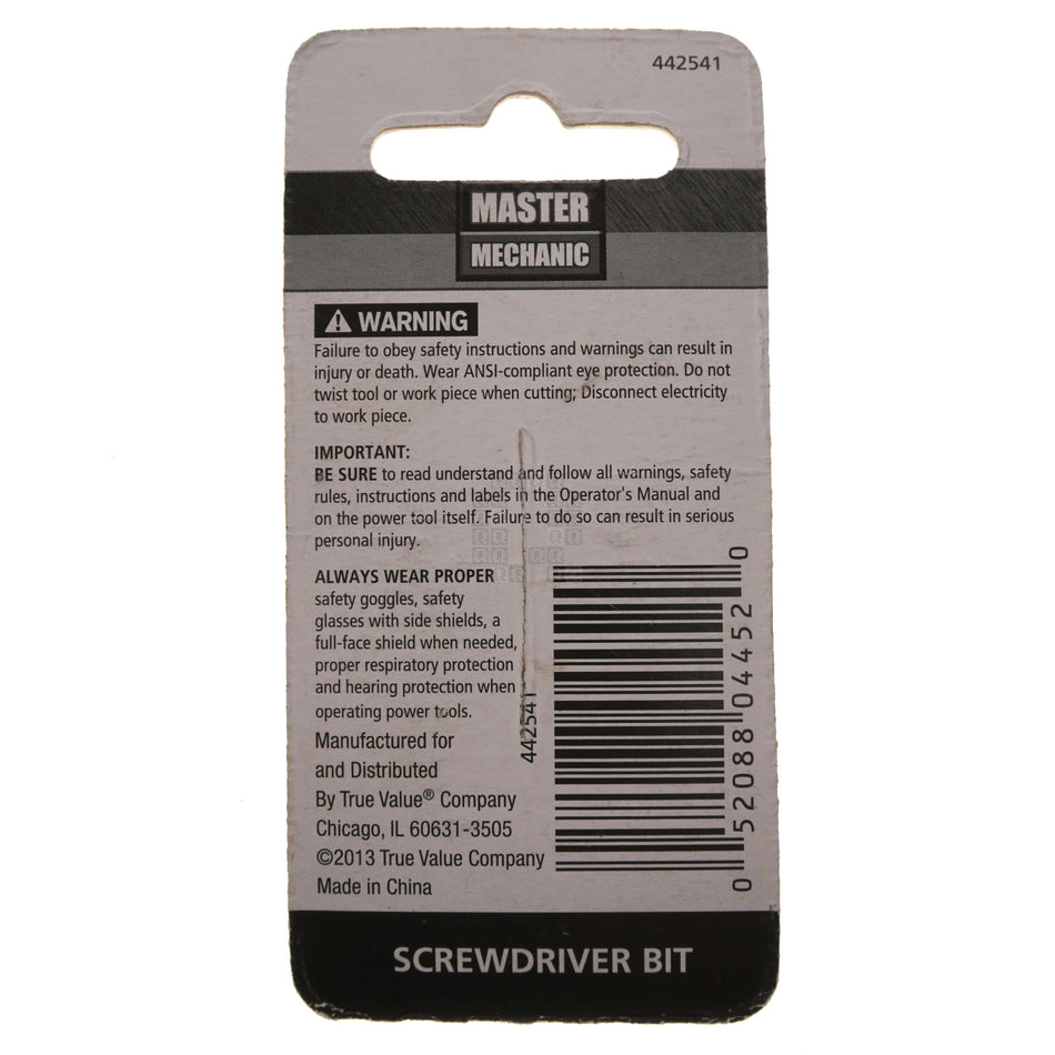 Master Mechanic 442541 T20 TORX Star Drive Screwdriver Bit, 1" Length