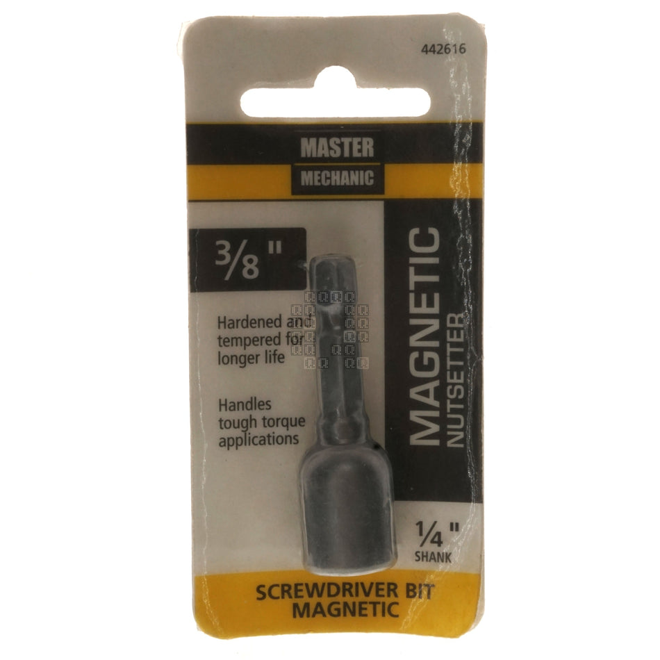 Master Mechanic 442616 1/4" x 3/8" Hex Magnetic Nutsetter Screwdriver Bit, 1.90" Length