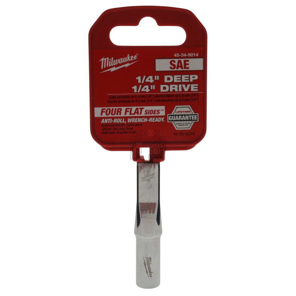 45-34-9014Milwaukee Tool 45-34-9014 1/4" Drive 1/4" SAE Deep Chrome Socket with FOUR FLAT Sides