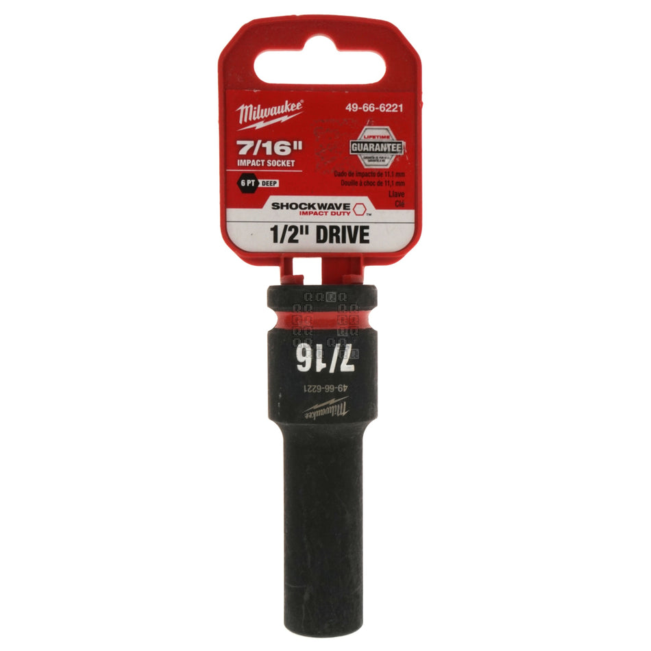 Milwaukee Tool 49-66-6221 SHOCKWAVE Impact Duty 1/2" Drive 7/16" Deep 6 Point Socket