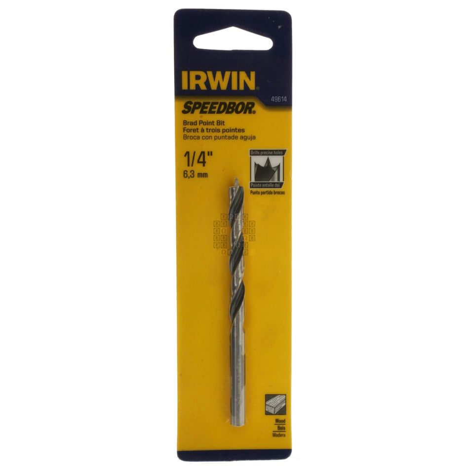 Irwin Tools 49614 SPEEDBOR Brad Point Drill Bit for Wood, 1/4"