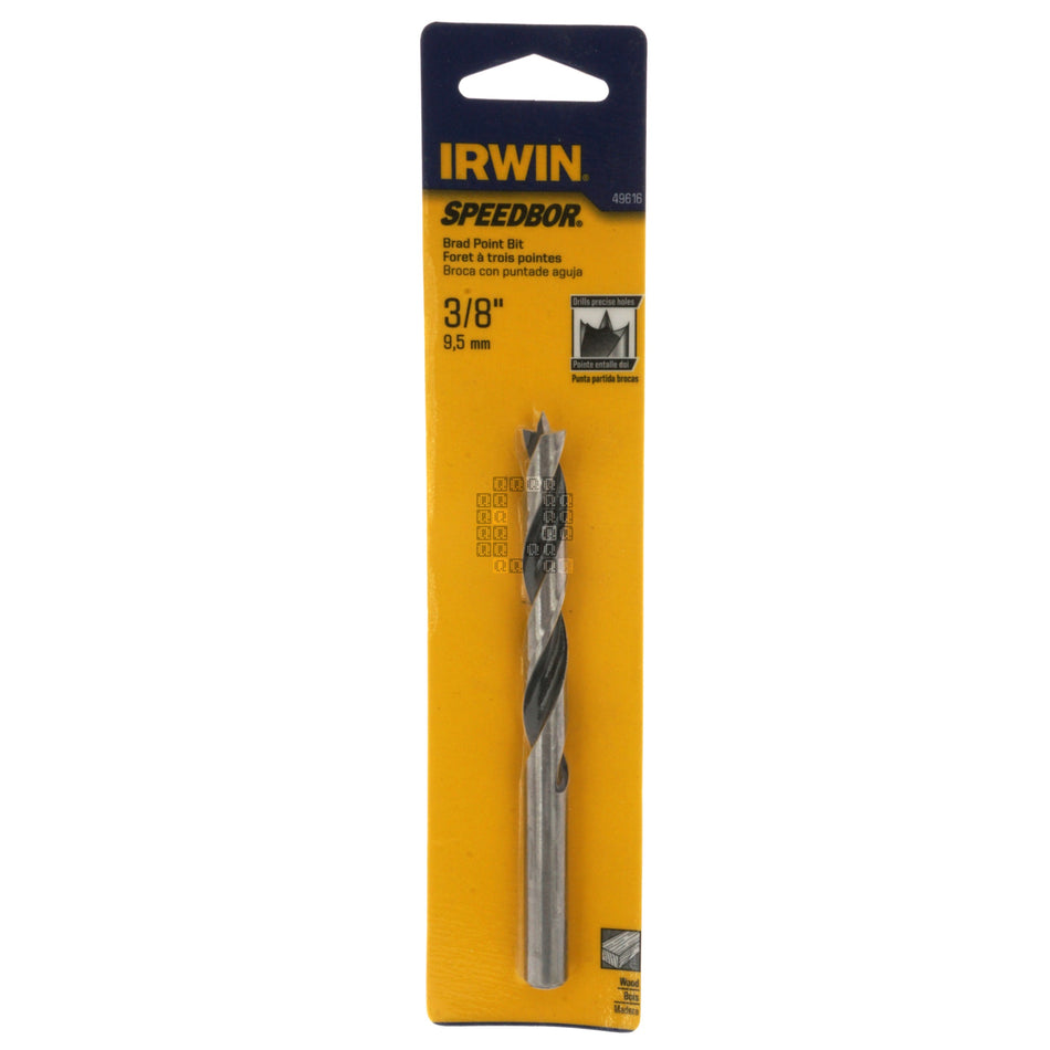 Irwin Tools 49616 SPEEDBOR Brad Point Drill Bit for Wood, 3/8"