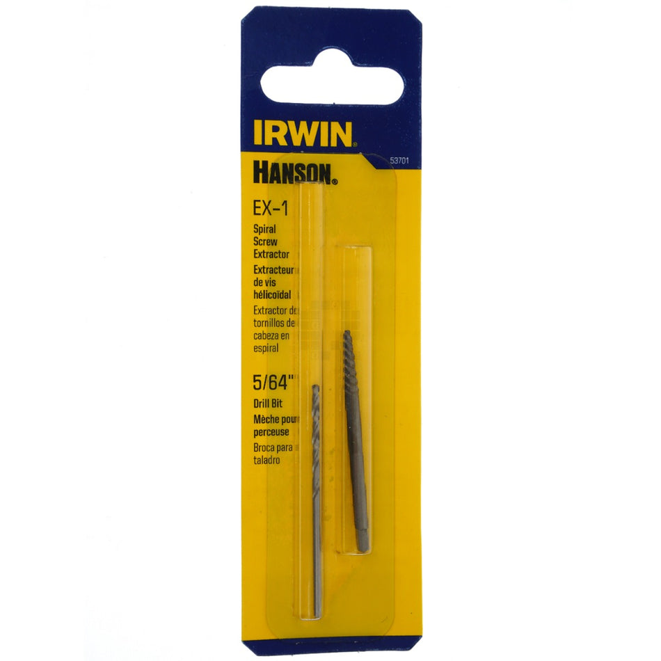 Irwin Hanson 53701 EX-1 Spiral Screw Extractor & 5/64" Drill Bit