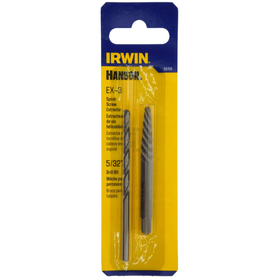 Irwin Hanson 53703 EX-3 Spiral Screw Extractor & 5/32" Drill Bit Kit