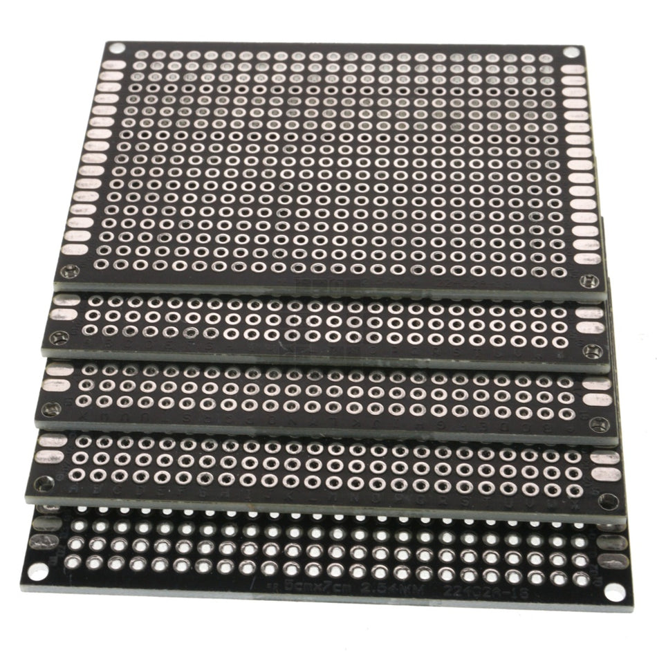 5cm x 7cm Black PCB Printed Circuit Board, 5 Pack, 432 Holes, 32 Pads