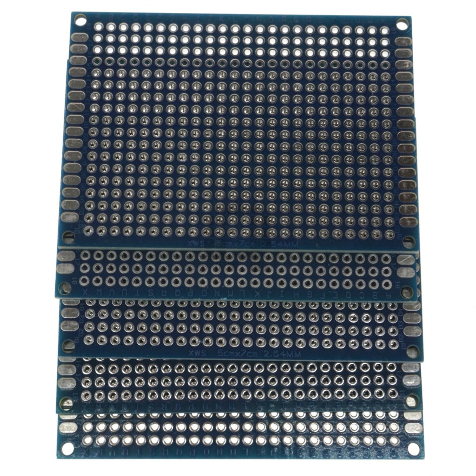 5cm x 7cm Blue PCB Printed Circuit Board, 5 Pack, 432 Holes, 32 Pads