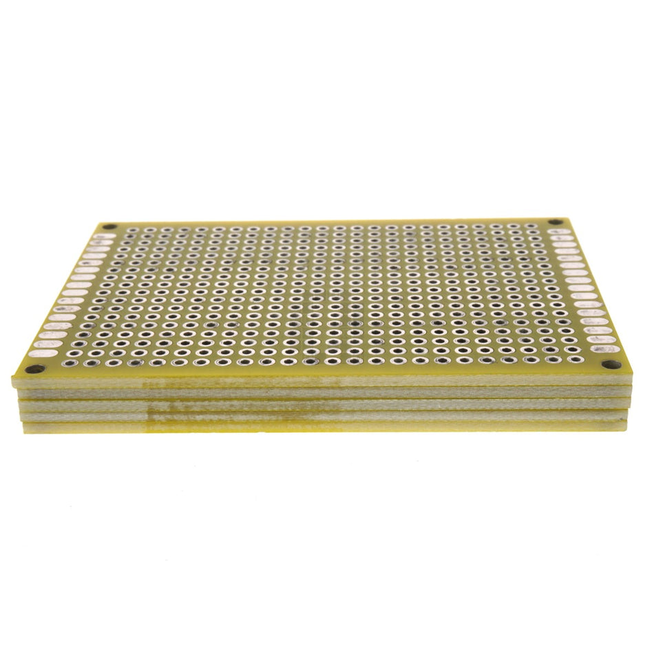 5cm x 7cm Yellow PCB Printed Circuit Board, 5 Pack, 432 Holes, 32 Pads
