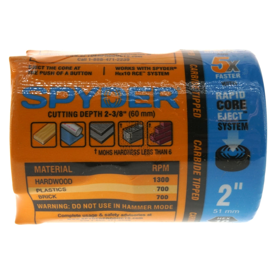Spyder 600022CF Tungsten Carbide Tipped Hole Saw, 2" Diameter