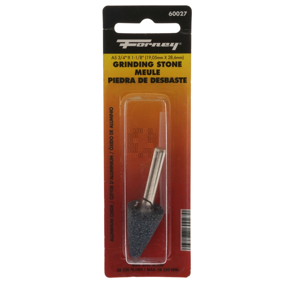 Forney 60027 1-1/8" x 3/4" Mounted Point Round Top (A5) Grinding Stone