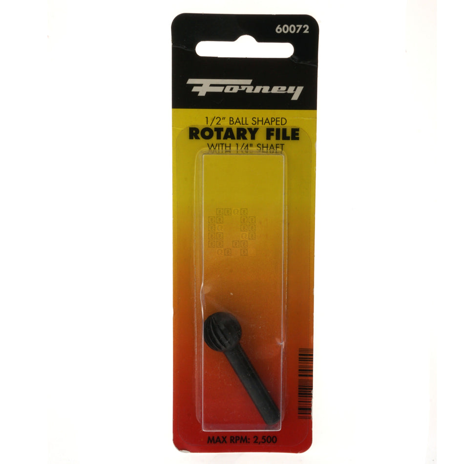 Forney Industries 60072 1/2" Ball Shaped Rotary File, 1/4" Shank