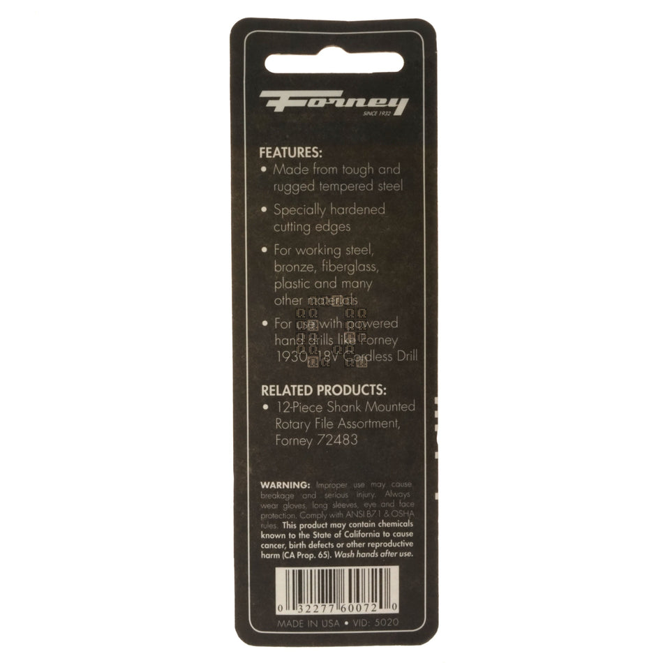 Forney Industries 60072 1/2" Ball Shaped Rotary File, 1/4" Shank
