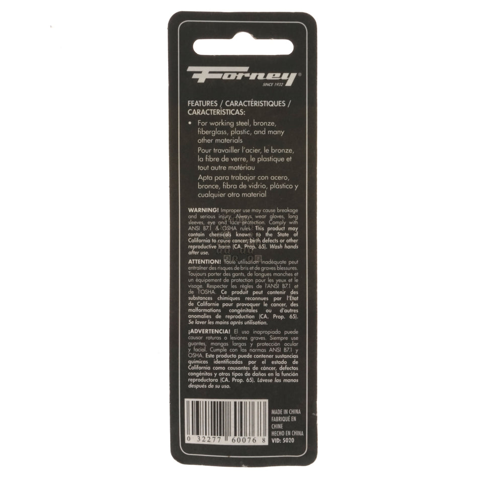 Forney Industries 60076 1/4" x 1" Cylindrical Rotary File, 1/4" Straight Shank