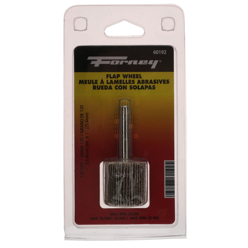 Forney Industries 60192 1" x 1" Aluminum Oxide Flap Wheel, 120 Grit, 1/4" Straight Shank
