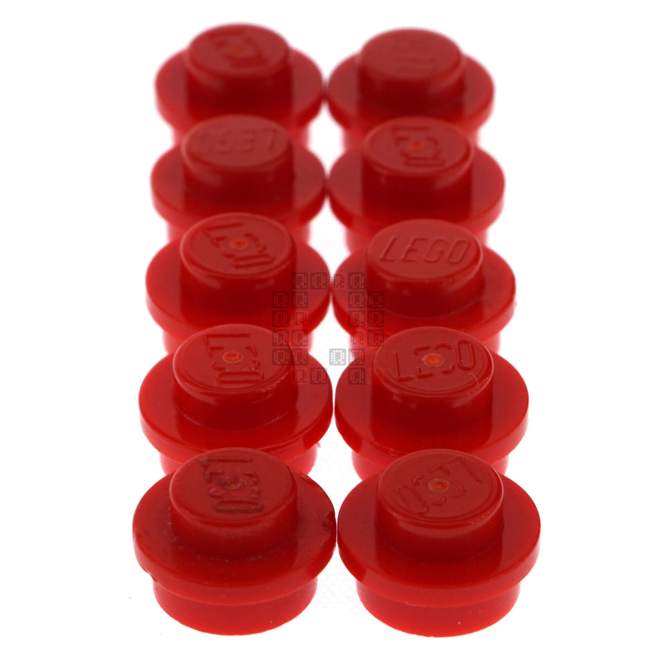 Lego 614121 Round Plate, Solid Stud , 1x1, Red, 10-Pack