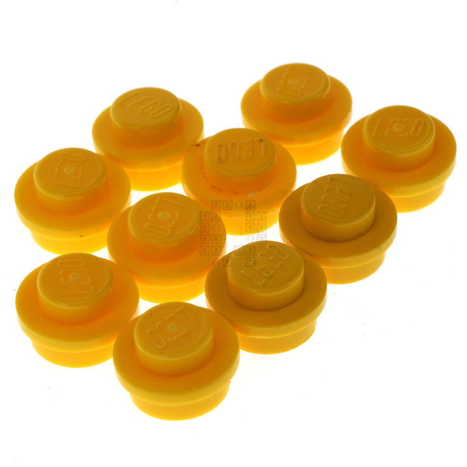 LEGO 614124 1x1 Round Plate, Bright Yellow , 10-Pack