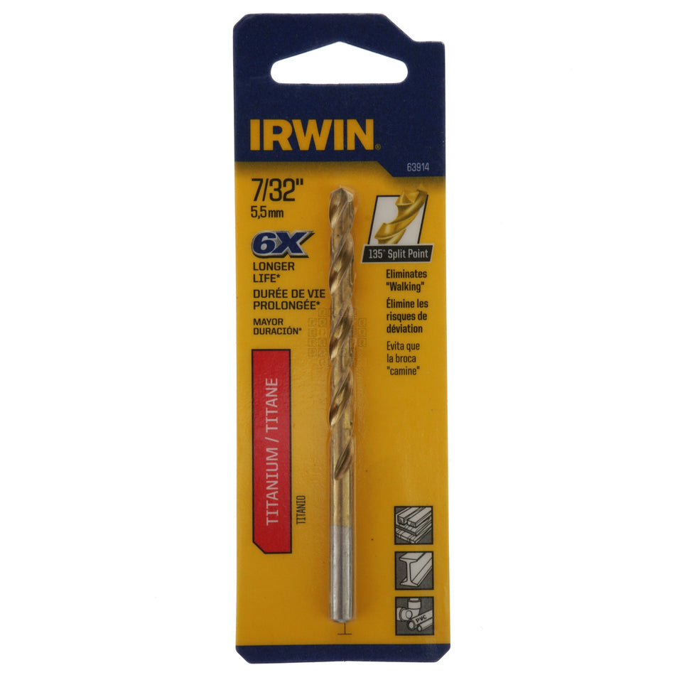 Irwin 63914 7/32" Titanium Coated 135ÃÂ° Split Point Drill Bit