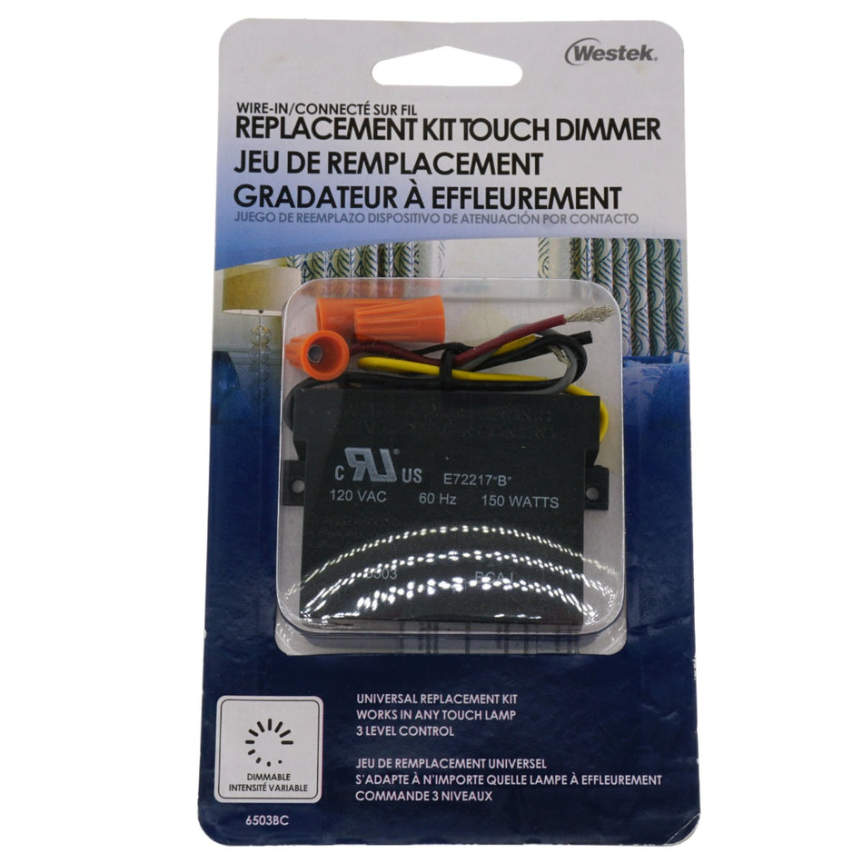 Westek 6503BC Universal Replacement 3 Level Touch Dimmer Kit, 120VAC 60Hz 150W